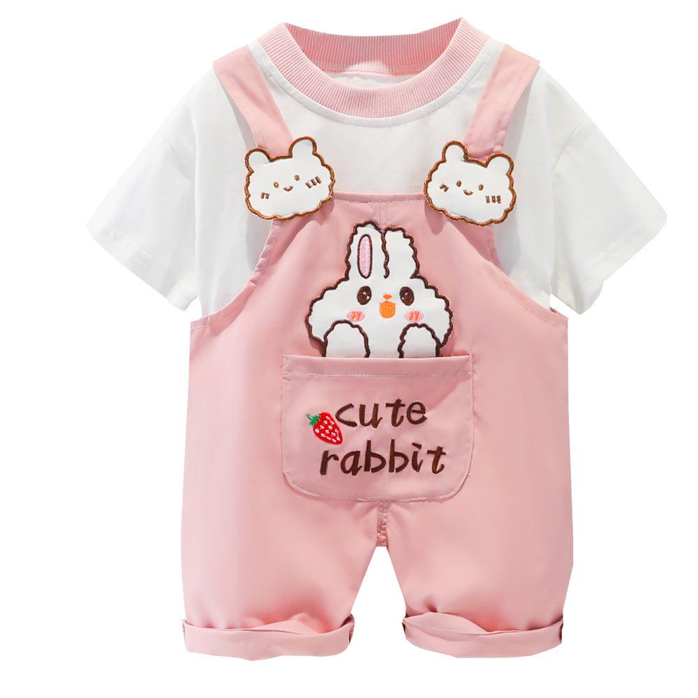 Children's Clothing Men And Women Baby Summer Cartoon Short-sleeved Overalls - Almoni Express