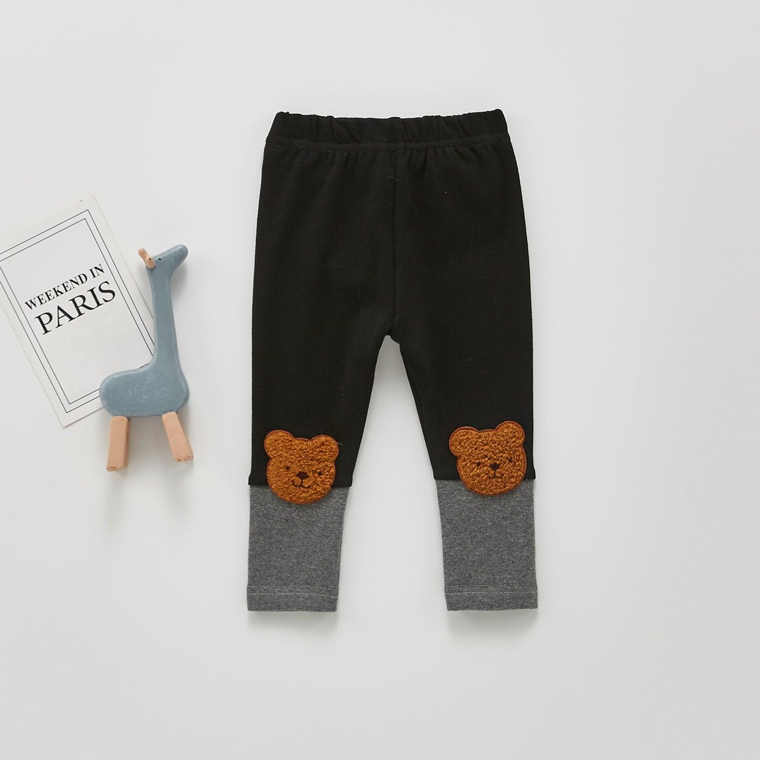 Children's Cute Bear Straight-leg Pants Trousers - Almoni Express