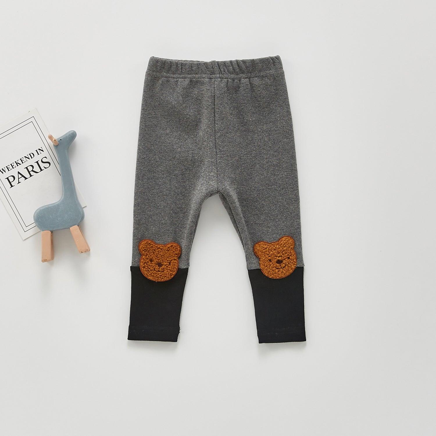 Children's Cute Bear Straight-leg Pants Trousers - Almoni Express