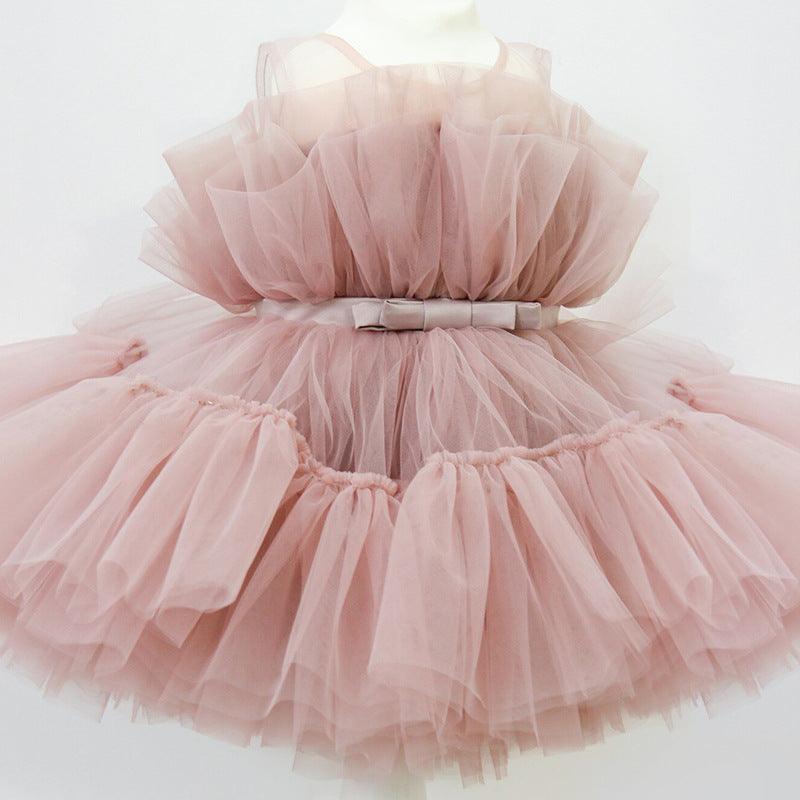 Children's Dress Fluffy Gauze Girl Princess Dress - Almoni Express