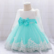 Children's Dress One Year Old Girl Lace Long Sleeve Puffy Baby Shower - Almoni Express