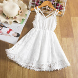 Children's Embroidered Skirt Lace Dress With Suspenders And Beautiful Back - Almoni Express