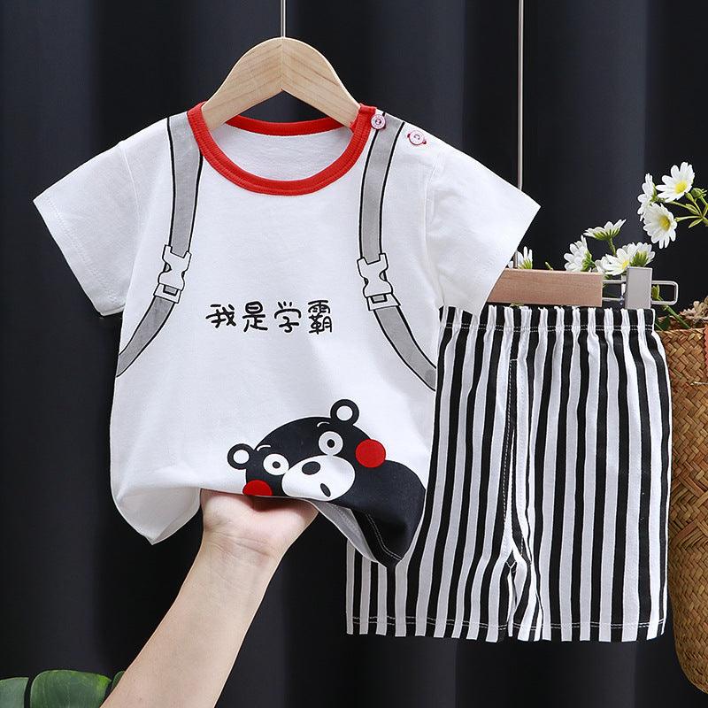 Children's Short-sleeved Suit Cotton T-shirt Baby Baby Clothes - Almoni Express