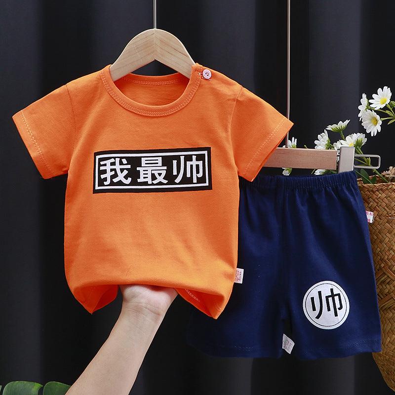 Children's Short-sleeved Suit Cotton T-shirt Baby Baby Clothes - Almoni Express