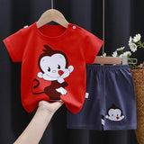 Children's Short-sleeved Suit Cotton T-shirt Baby Baby Clothes - Almoni Express