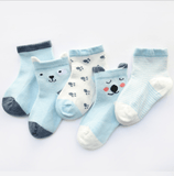 Children's Socks Pack of 5 Colors Breathable Summer Cotton Socks for Boys and Girls - Almoni Express