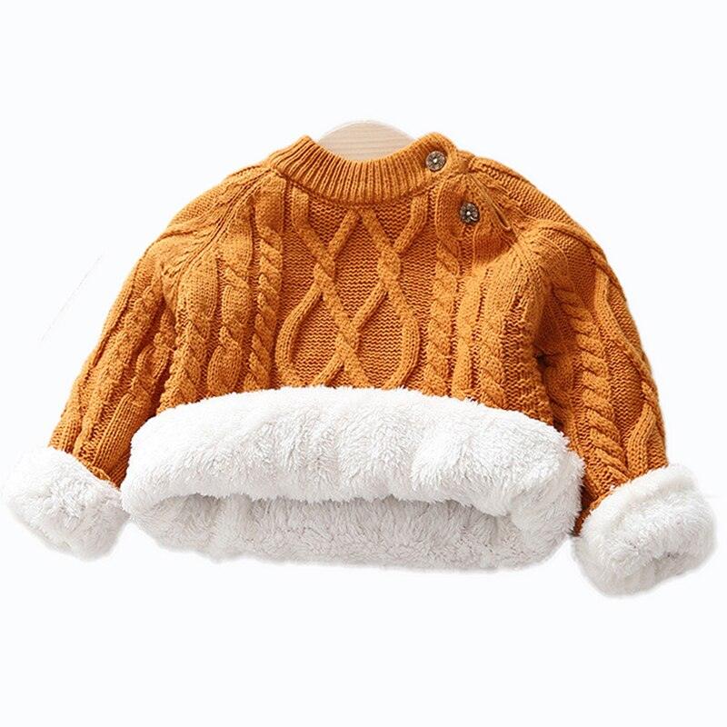 Children's Sweater With Plush And Thickened Pullover - Almoni Express