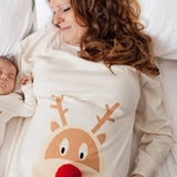 Christmas deer printed mother daughter fur ball - Almoni Express