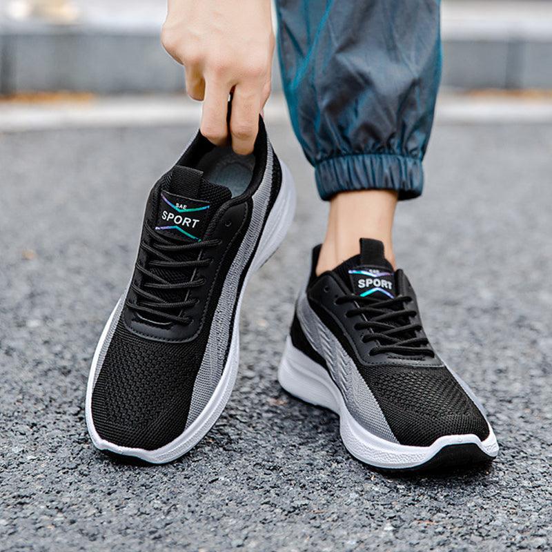 Color-blocked Mesh Sneakers Men Breathable Comfortable Casual Fashion Lace Up Wear-resistant Walking Running Sports Shoes - AL MONI EXPRESS