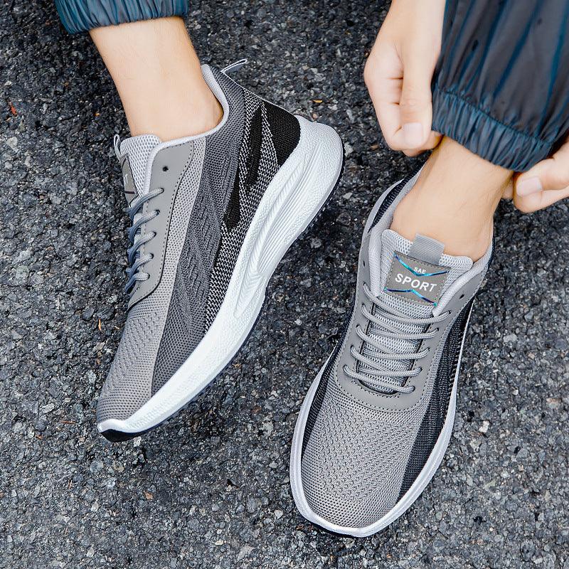 Color-blocked Mesh Sneakers Men Breathable Comfortable Casual Fashion Lace Up Wear-resistant Walking Running Sports Shoes - AL MONI EXPRESS