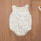 Cotton Linen Romper Baby Girls Sleeveless Floral - Almoni Express