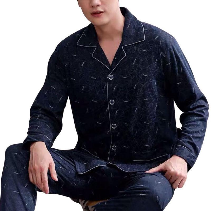 Cotton Pajamas Men's Long Sleeve Plaid Casual Oversize Home Clothes Suit - AL MONI EXPRESS