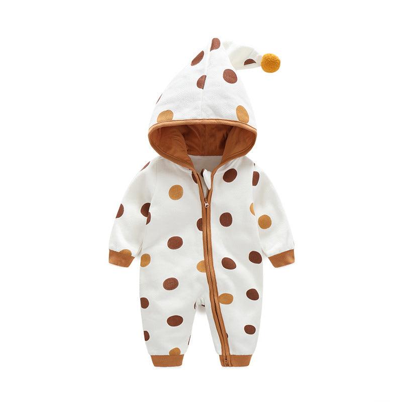 Cotton Printed Baby Hooded Crawling Bodysuit - Almoni Express