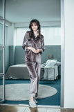 Couple Gold Velvet Long Sleeve Pajamas - Almoni Express