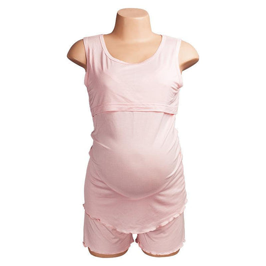 Curly Breastfeeding Vest Maternity Shorts Set - Almoni Express