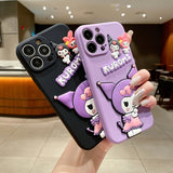 Authorized, Hello Kitty Kuromi 3D Cartoon Soft TPU Phone Case, Cute Kawaii Protective Cover for iPhone 11/12 Mini/13 Pro/14 Pro Max/15 Pro Max/15 Plus, 6.3-inch, Adorable Creature Design, Mobile Accessory