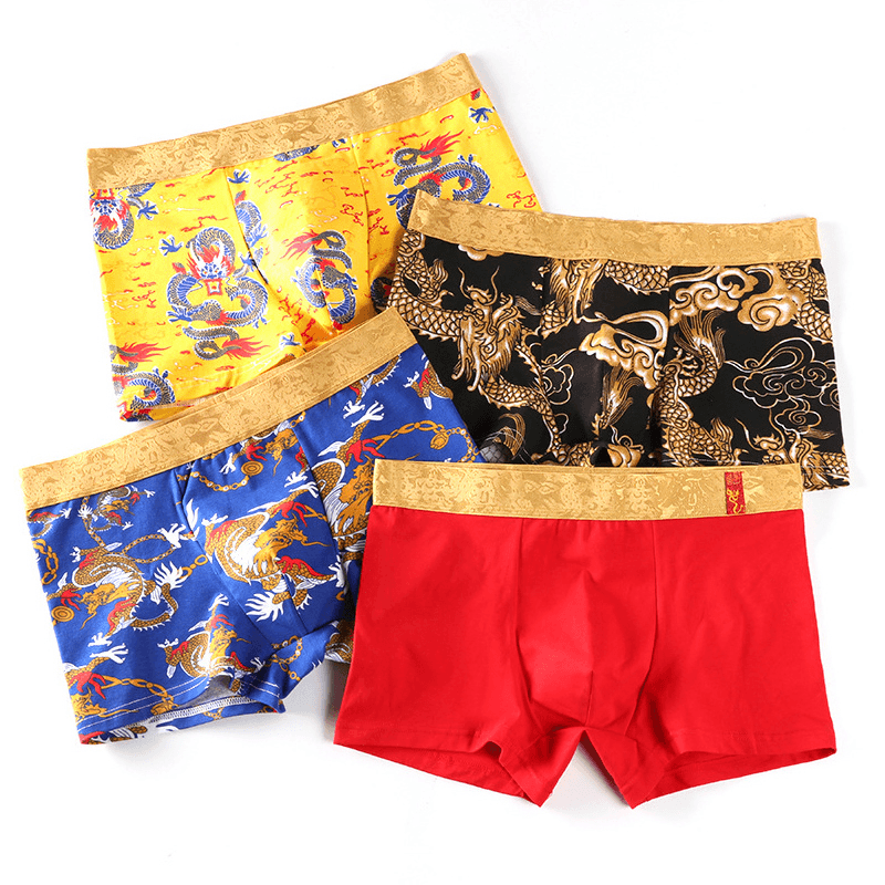 Dragon print boxer shorts - Almoni Express