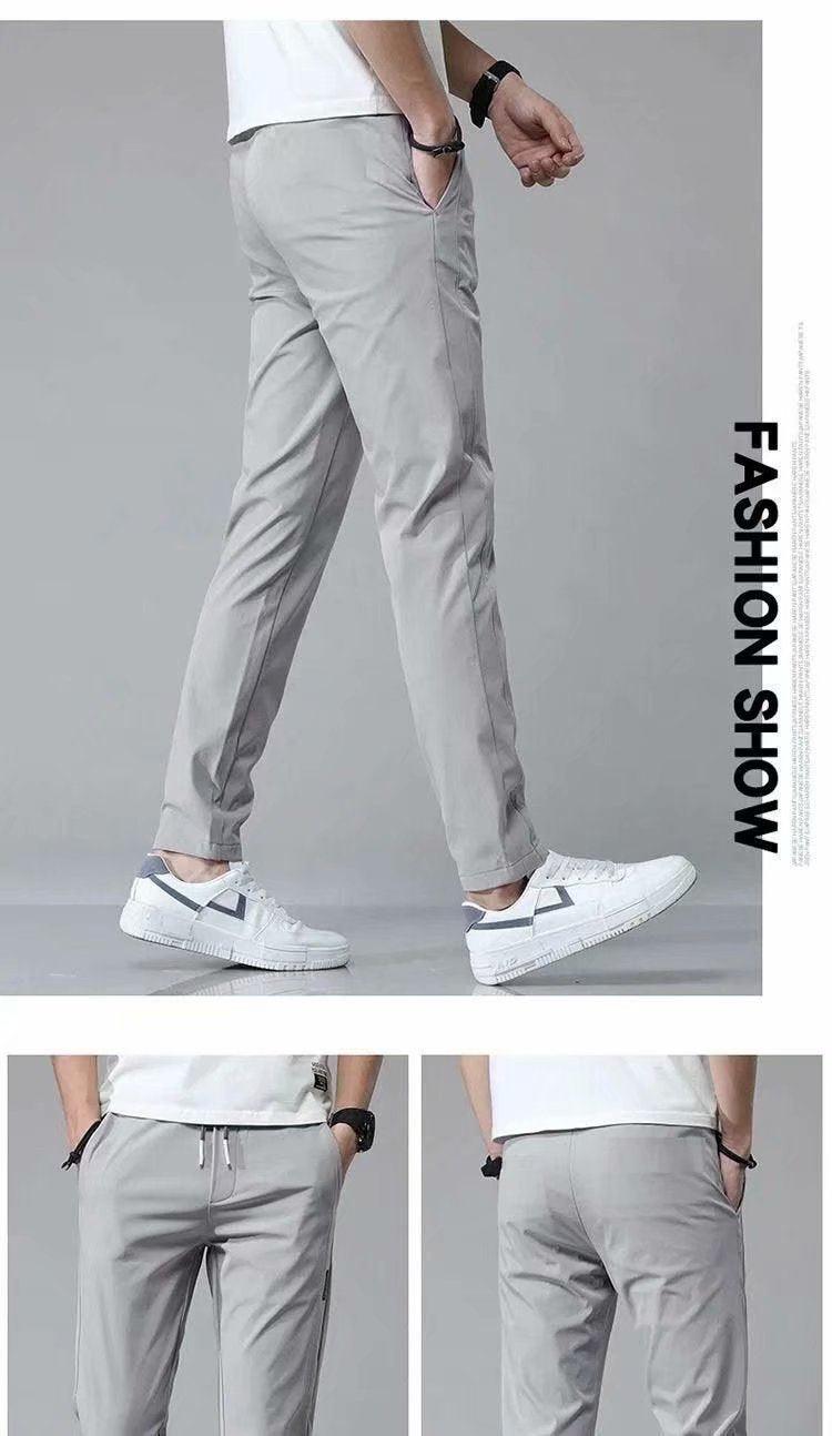 Drawstring Trousers Thin Casual Pants Korean Version Loose Straight Sweatpants Mens Clothing - AL MONI EXPRESS