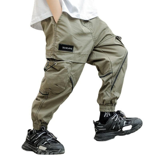 Drawstring Zipper Children's Casual Pants - Almoni Express