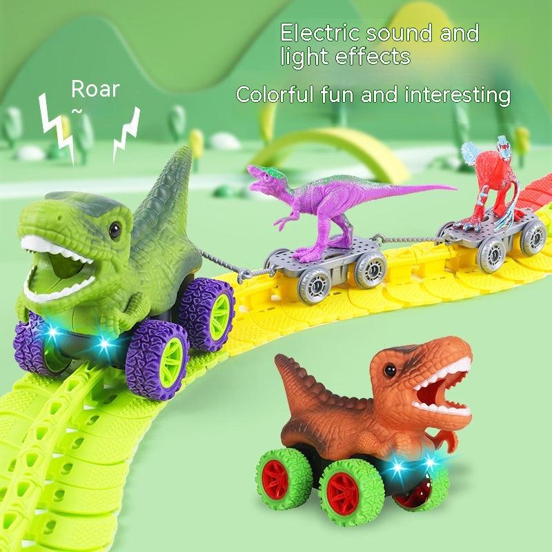 Electric Dinosaur-themed Children's Roller Coaster with Plastic Track Toy - AL MONI EXPRESS