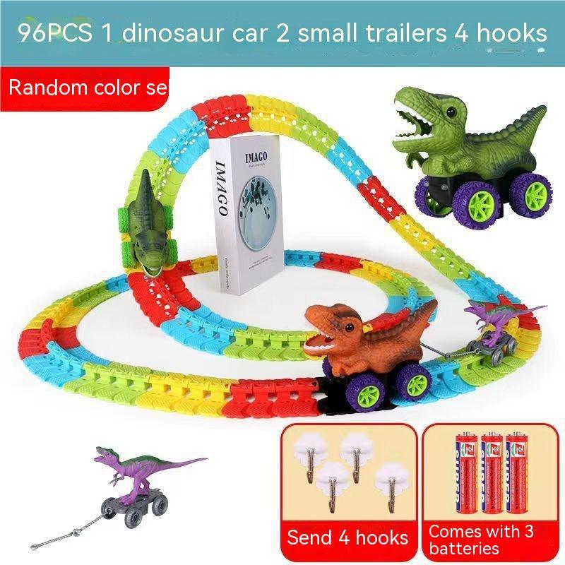 Electric Dinosaur-themed Children's Roller Coaster with Plastic Track Toy - AL MONI EXPRESS