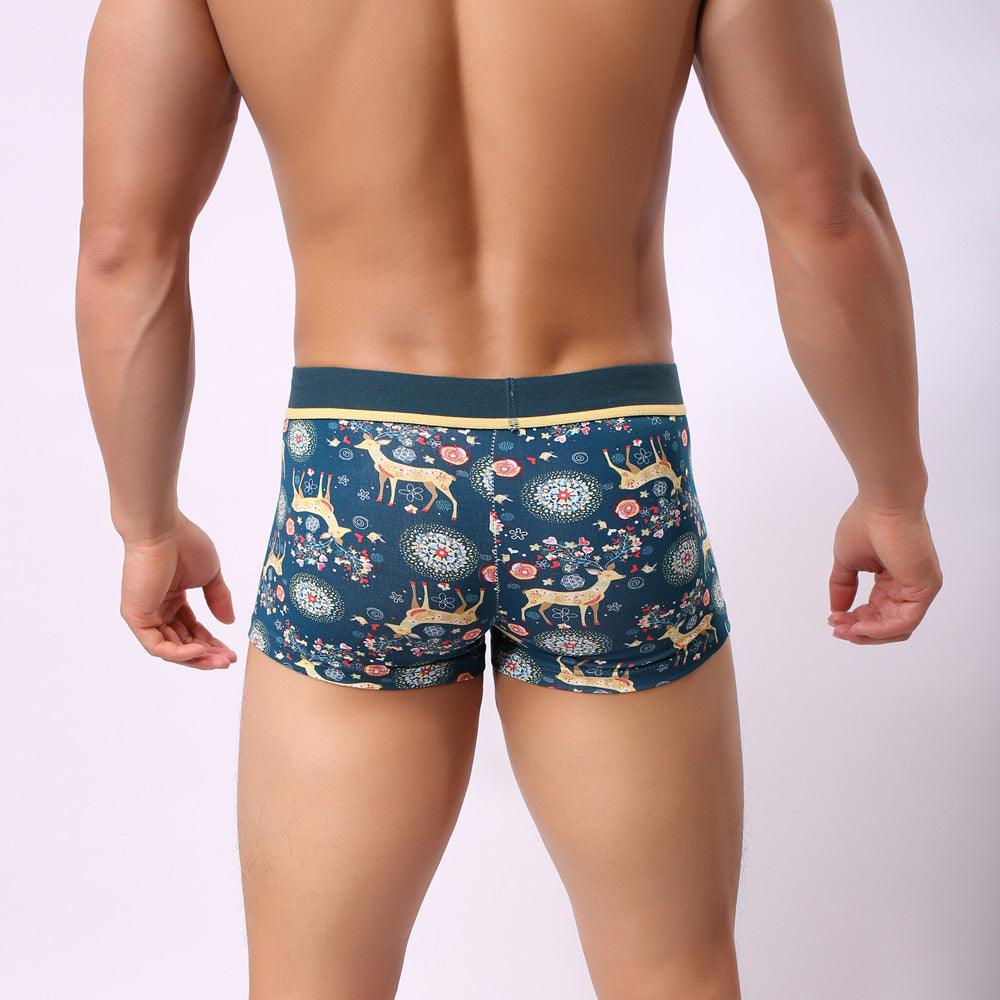 Elk Mid Waist Boxer Pants Men Panties Men - Almoni Express