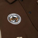 Embroidered PU Leather Sleeve Stitching Baseball Jacket Cotton Jacket Men - Almoni Express