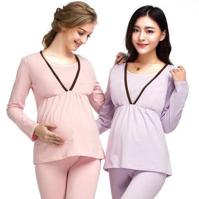 Enjoy the winter pregnant pregnant women pregnant women suit long johns lactation clothes suit feeding pajamas Home Furnishing confinement suit - Almoni Express