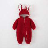 Fashion Baby Warm Bunny Ears Jumpsuit - Almoni Express