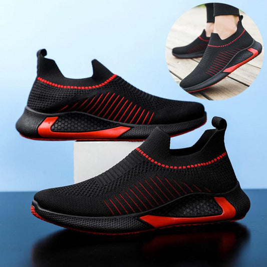 Fashion Mesh Sock Shoes With Striped Design Men Outdoor Breathable Slip-on Sneakers Csuale Lightweight Running Sports Shoes - AL MONI EXPRESS