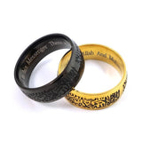 Fashionable Golden Black Doctrine Ring Etching Letters - AL MONI EXPRESS