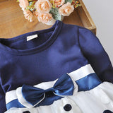 Flower bow long sleeve dress - Almoni Express