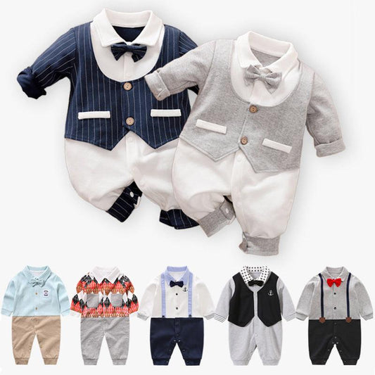 Gentleman's baby clothes long sleeve baby onesies - Almoni Express