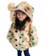 Girls' Coat Rainbow Dot Hooded Big Ears Fleece-lined - Almoni Express