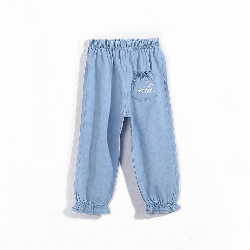 Girls' Denim Anti-mosquito Trousers With Feet - Almoni Express