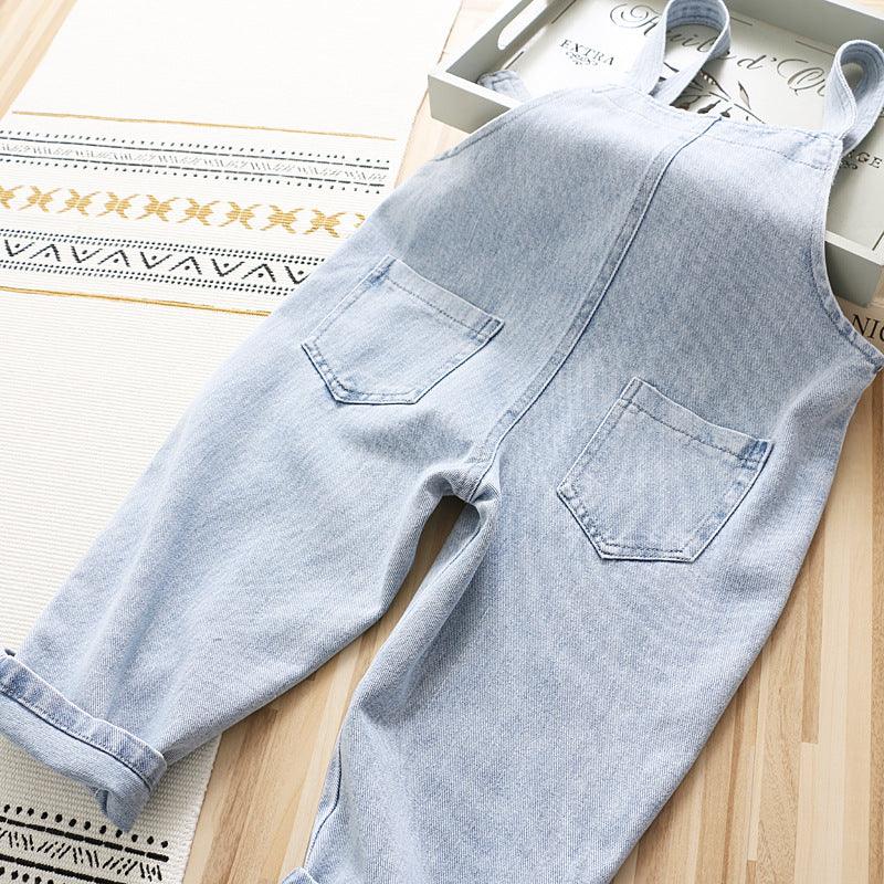 Girls' Denim Overalls Love Jumpsuit - Almoni Express