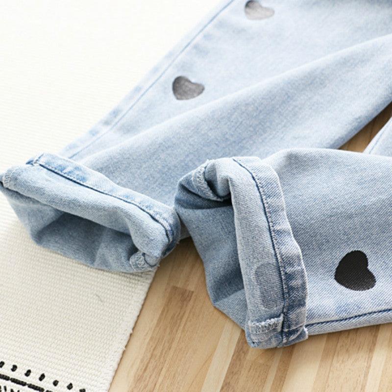 Girls' Denim Overalls Love Jumpsuit - Almoni Express