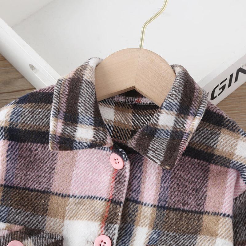 Girls Fashion Small Plaid Coat Fashion - Almoni Express