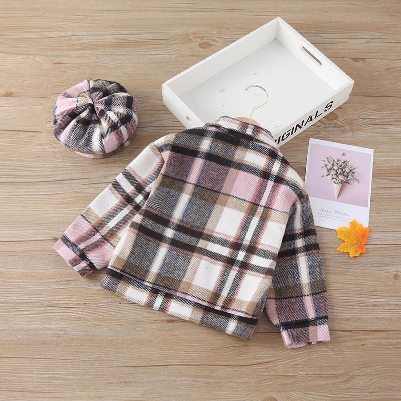 Girls Fashion Small Plaid Coat Fashion - Almoni Express