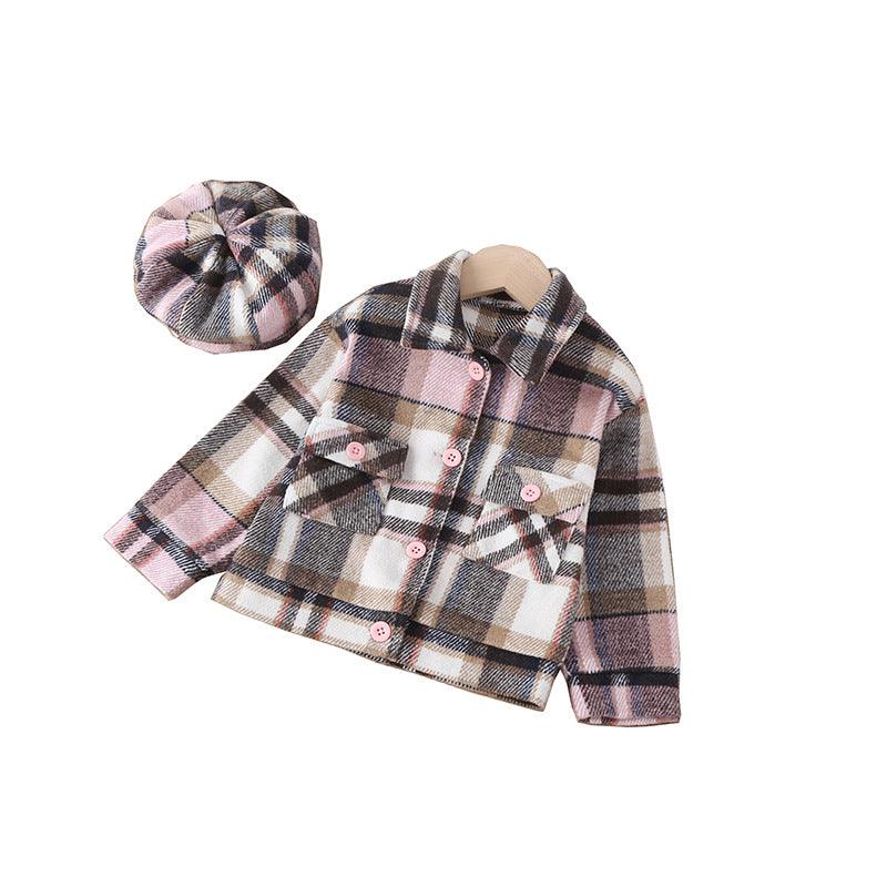 Girls Fashion Small Plaid Coat Fashion - Almoni Express