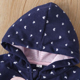 Heart-shaped Print Hooded Zipper Jackets Girls Long Sleeve Warm Outwear Kids Clothes - Almoni Express