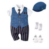 Infant Boy Baby Gentleman Outing Clothes One-Piece Suit Romper - Almoni Express