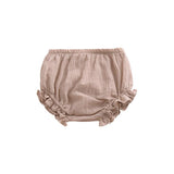 Infant Solid Color Cotton Linen Lace Triangle Casual Shorts - Almoni Express