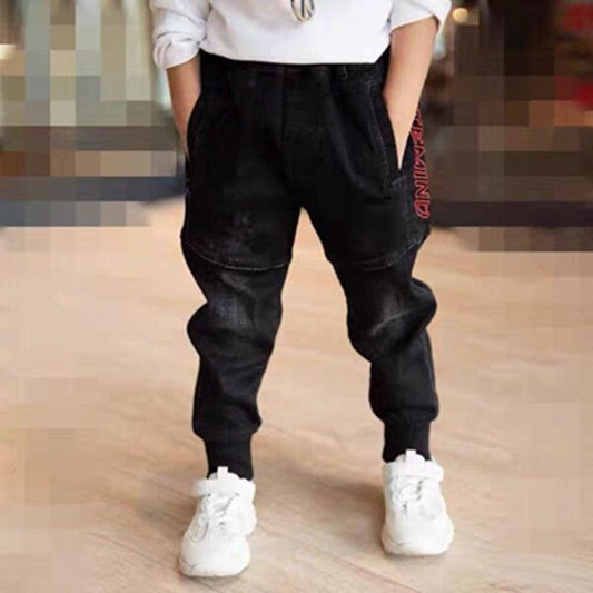 Kids Black Jeans Single Pants Spring And Autumn Boys Pants - Almoni Express