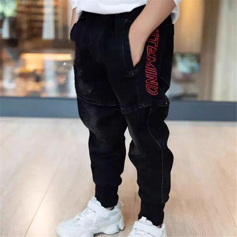 Kids Black Jeans Single Pants Spring And Autumn Boys Pants - Almoni Express