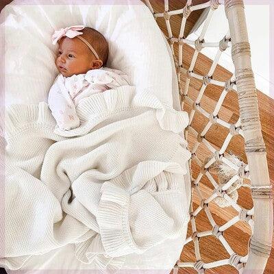 Knitted Baby Blankets Newborn Swaddle Wrap Ruffle - Almoni Express