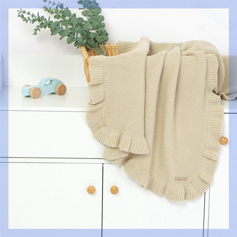 Knitted Baby Blankets Newborn Swaddle Wrap Ruffle - Almoni Express