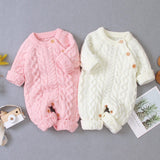 Knitted solid color baby jumpsuit - Almoni Express