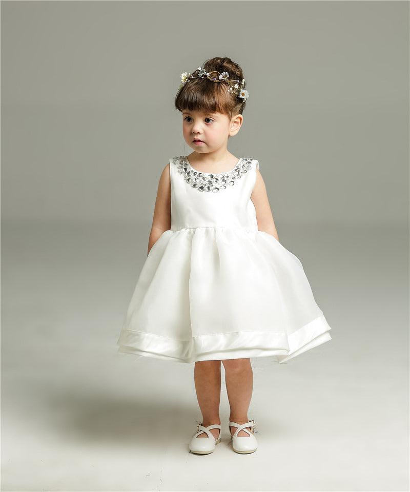 Korean girl baby baby full moon wine, birthday children's wedding dress, Princess fluffy dress - Almoni Express