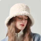 Lambswool Fisherman Hat Winter Warm Fashionable Solid Color Hats For Women - AL MONI EXPRESS